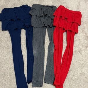 Ruffle Skirted Leggings - Navy, Charcoal, Scarlet